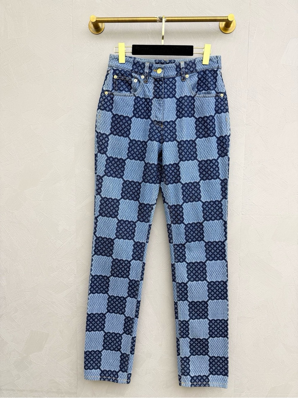 Louis Vuitton Blue Patterned Skinny Jeans